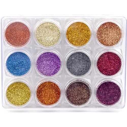 Dust Nail Art Decoration glitter 12 colors fine holographic glitter chunky glitter Nail Glitter makeup