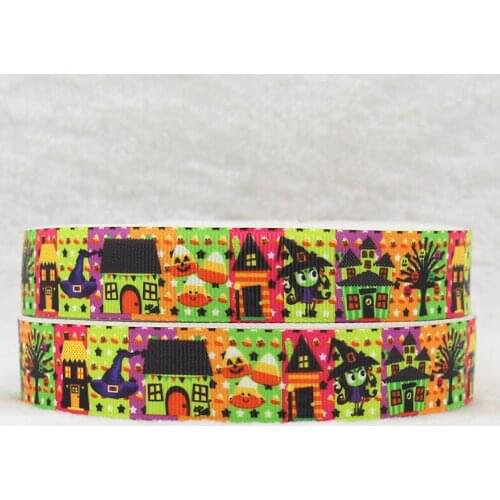 Q&N ribbon 160912029 Halloween Printed Grosgrain Ribbons Wedding Birthday DIY Cake Decoration Christmas Gift Wrapping