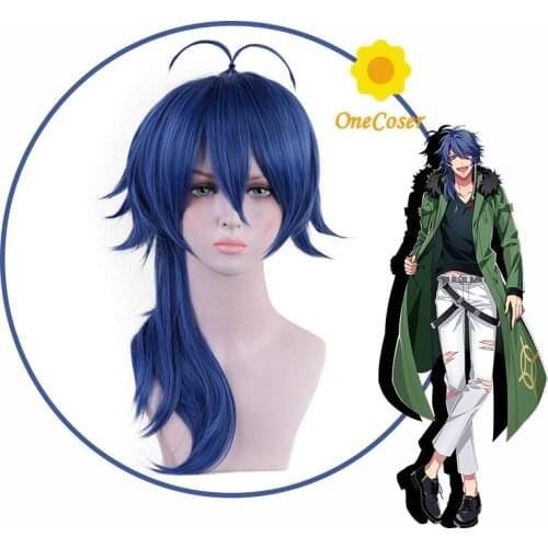 Division Rap Battle Hypnosis MIC DRB Dice Arisugawa Cosplay Long Blue Wig Heat-resistant Fiber Hair + Wig Cap Party Role Play
