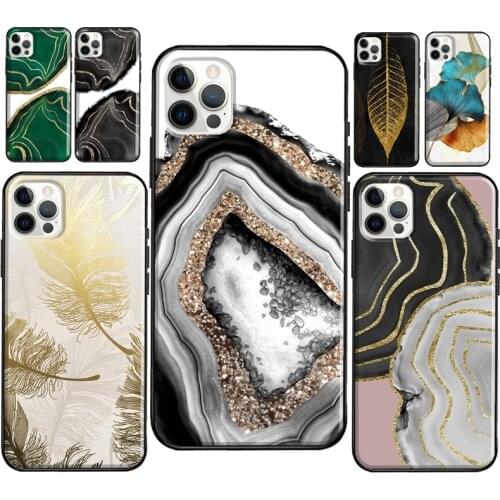 Luxury Gold Foil Art Phone Case For iPhone 11 12 Pro Max 12 Mini X XR XS MAX 7 8 Plus 5S SE 2020 Soft Cover