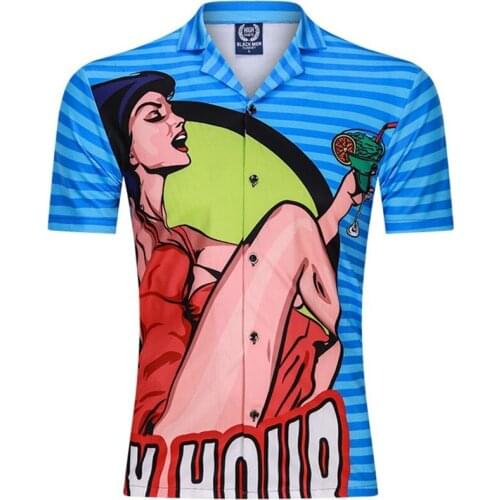 Men New Fashion Shirts Short Sleeve Summer Loose Fit Hawaiian Print Stripe Casual Shirt Beach Hotel Daily Life Matching Outfits