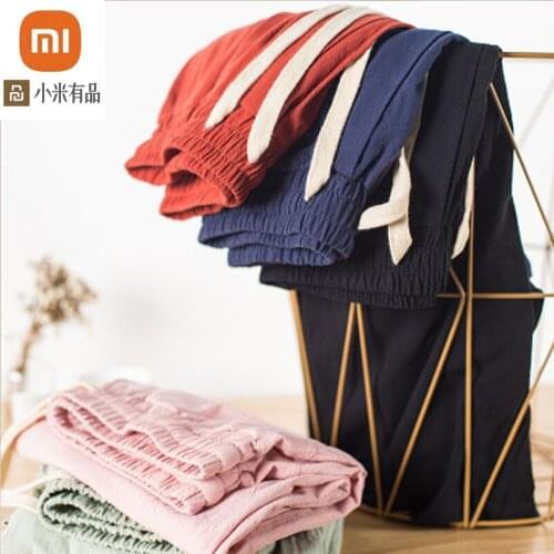 Xiaomi youpin imitation cotton and linen five-point shorts casual overalls mens trend all-match pajama pants home pants