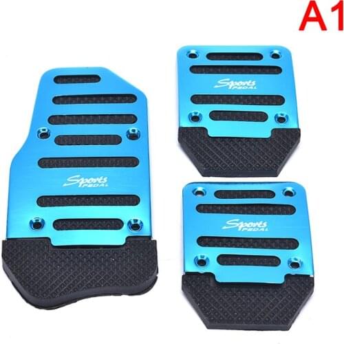 Blue Auto Parts Automobile With Antiskid Pedal Aluminum Alloy Three Piece Set For Automobile With Antiskid Pedal
