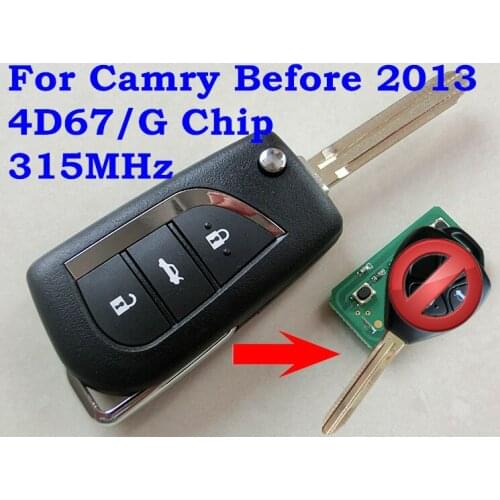 RMLKS Flip Folding Remote Key 3 Button G Chip 4D67 315MHz Fit For TOYOTA Camry RAV4 Yaris EZ Keyless Entry Fob Case Car Alarm