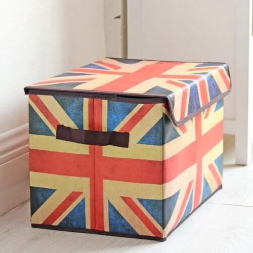 Folding Toy Clothes Storage Box Of British Retro Sundry, Underwear And Toy Packing Box With Dustproof Cover