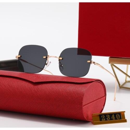 Designer gold frame frameless male sunglasses long beak leopard frame female fashion boutique sunglasses long beak leopard frame
