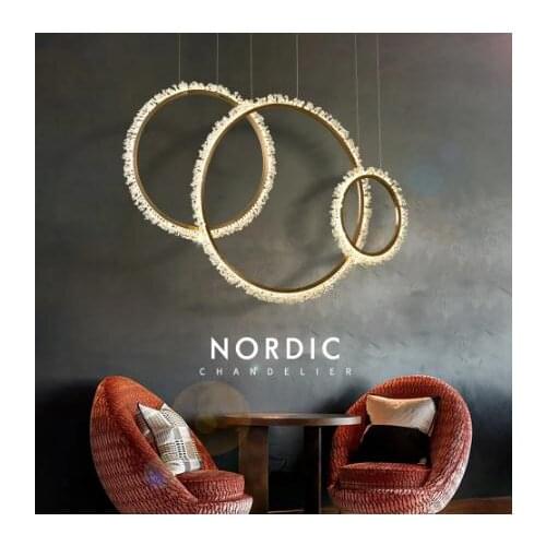 Modern Led Lustre Circle Rings Lamps Crystal Chandelier Lighting For Living Room Bedroom Light Fixtures Hanging