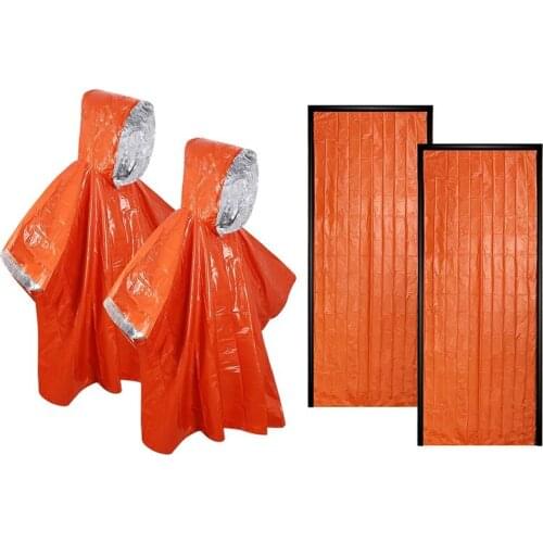 Emergency Survival Sleeping Bag and Poncho, Waterproof Lightweight Thermal Blanket for Camping Hiking Outdoor Adventure