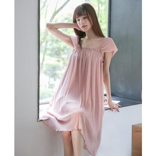 Women Mesh Nightgown Sexy Strap Top Princess Nightdress Dressing Gown Knee-Length Sleepshirt Summer Loose Floral Trim Home Skirt