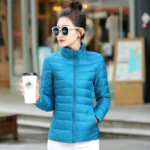 Women Autumn Coats Warm Duck Down Spring Winter Female Casual Jacket Stand Neck Light Thin Style Ladies Slim Jacket 3XL
