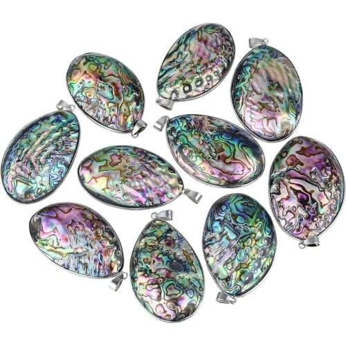 SUNYIK Natural Abalone Shell Healing Stone Irregular Shape Pendant Fit Necklace