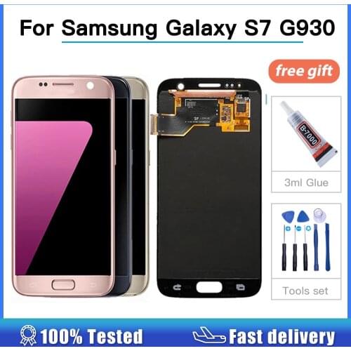 New Super AMOLED LCD For Samsung Galaxy S7 G930A G930F SM-G930F LCD Display Touch Screen Assembly For Samsung S7 G930