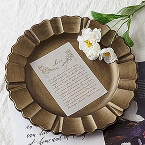 Golden Tray Luxury Metal Round Storage Cake Display Stainless Steel Metal Plate Props Home Decor