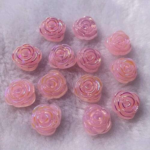 14mm Flat Back Resins Cabochon Scrapbook 3D Resin Rose Flower Fit Phone Embellishment DIY Home Wedding Decors 200pcs