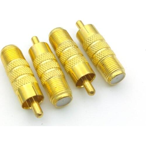 4PCS plated RCA Male Plug to F Female Coax Jack Adapter Connector Cable Coupler