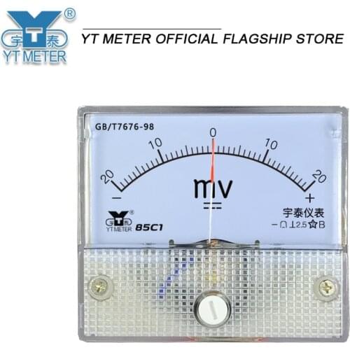 85c1 DC positive and negative millivoltmeter bidirectional pointer meter DC ± 20mV 25mV 50mV 75mV 100mV 500mv voltmeter installa