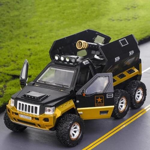Armored car one button gun open door explosion proof vehicle military rocket launcher model alloy acousto optic toy childrens