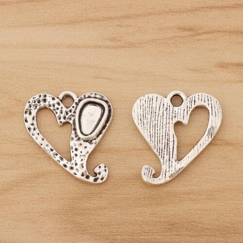30 Pieces Tibetan Silver Hammered Heart Charms Pendants Beads for Necklace Bracelet Jewellery Making 20x18mm