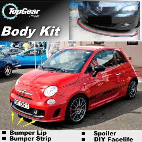 Bumper Lip Deflector Lips For Fiat Abarth 500 500C Front Spoiler Skirt For TopGear Friends Car View Tuning / Body Kit / Strip