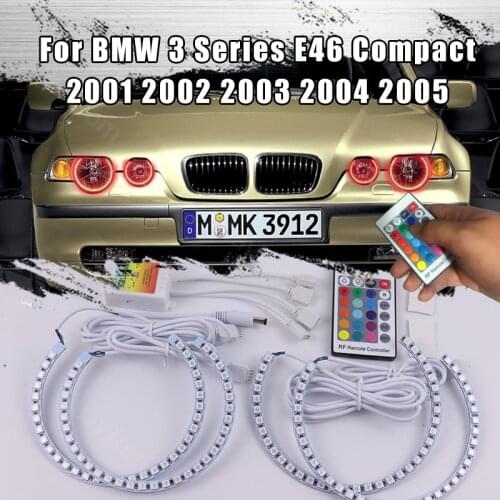 For BMW 3 Series E46 Compact 2001 2002 2003 2004 2005 RF Remote Multi-Color Ultra Bright RGB LED Angel Eyes Kit