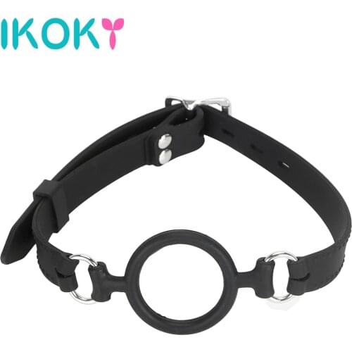 IKOKY Mouth Gag Oral Fixation Ball Bondage Strap Plug Harness Muzzle Ring Sex Toys Products For Married Couples Silicone