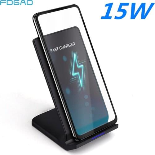 FDGAO Quick 15W Qi Wireless Charger Stand for iPhone 12 11 Pro X XS 8 XR Samsung S21 S20 S10 S9 USB C Fast Charging Dock Station
