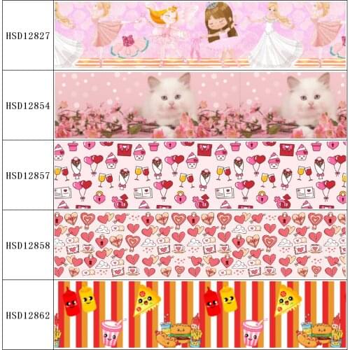 HSDCraft Free shipping 25MM 38MM 75MM Heat Transfer Printed Grosgrain ribbon for diy hair bow