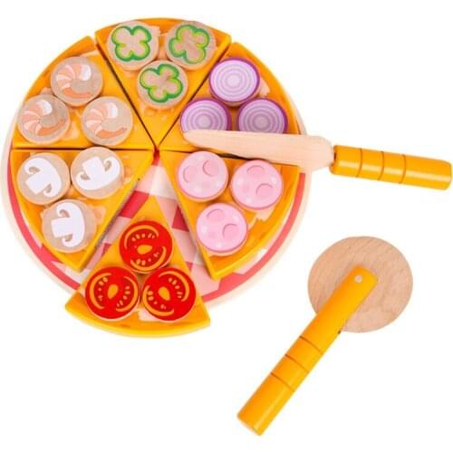 Early Education Wooden Play House Toy, Simulation Vegetable Mushroom Wooden Pizza for Mathematics Learning or Teaching
