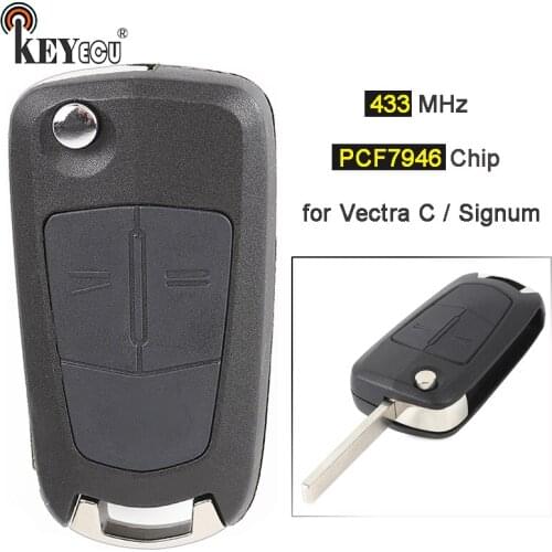 KEYECU 433MHz PCF7946 Chip Replacement 2 Button Remote Key Remote Car Key Fob for Vauxhall, for Opel Vectra C Signum