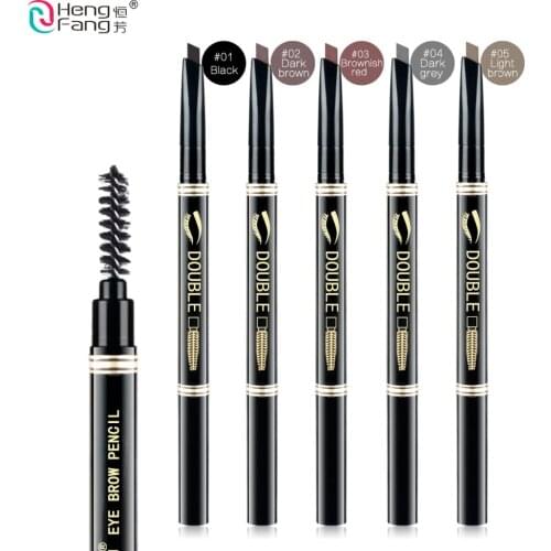 HengFang Eyes Makeup 5 Colors 24 Hours Long-lasting Double-headed Eyebrow Pencil Soft Brush Smooth Fashion Eye Brow 0.12g #H6511