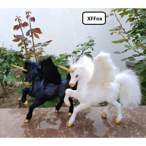 A pair of real life wings horse models plastic&furs simulation unicorn dolls gift about 23x14x20cm xf1862