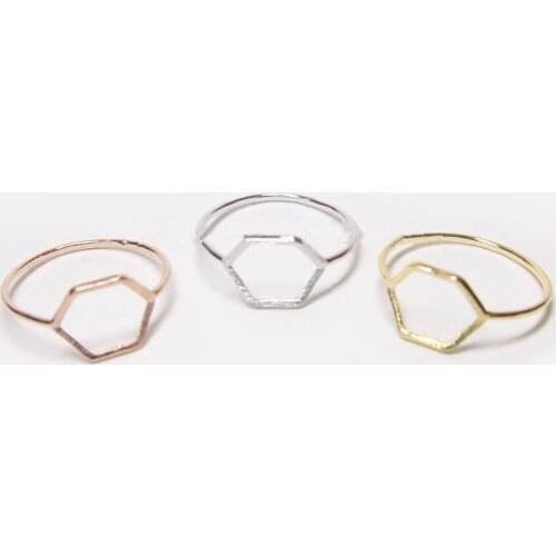 High quality fashion jewelry geometric Hexagon Outline Ring ,Geometric ring