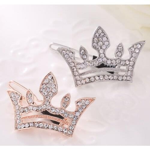 Fashion crystals metal crown charm hair barrette clip ornament jewelry accessories 3pcs x