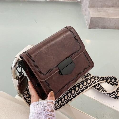 Fashion Wide Strap PU Leather Crossbody Bags for Women Handbags Ladies Designer Shoulder Messenger Bags Female Purses