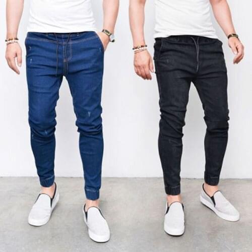 2021 New Men Jeans High Stretch Elastic Waist Skinny Denim Pencil Pants Male Street Casual Trousers S-4XL Drop shipping