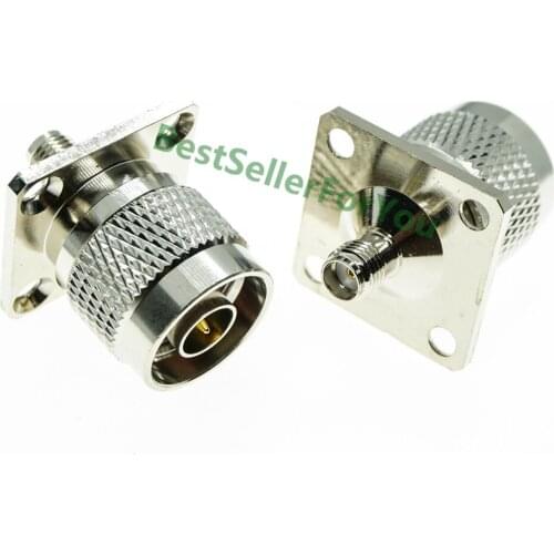 N Type Male Plug To SMA Female Jack Flange Mount RF Adapter Cable ConnectorBrass