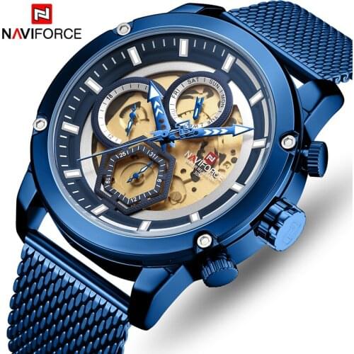 NAVIFORCE Men Watch Top Brand Fashion Luxury Business Quartz Watches Mens Stainless Steel Military Sport Waterproof Wristwatches