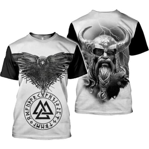 2021 latest Viking symbol printed T-shirt mens summer short-sleeved Harajuku T-shirt mens street hip-hop unisex T-shirt top 01