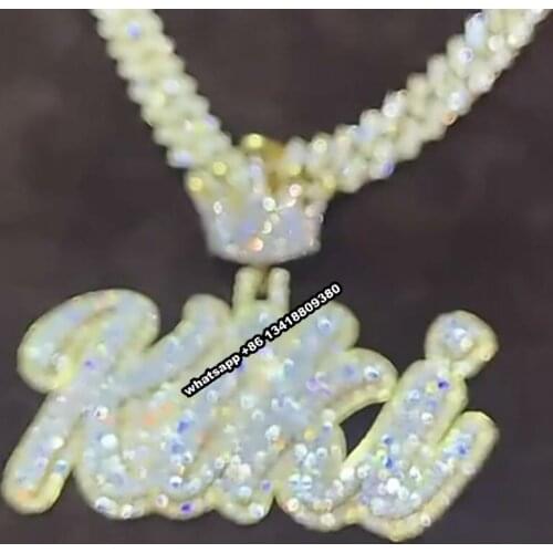 P&Y Customized HipHop Iced Out Letter Jewelry Pass Diamond Tester Full With VVS Moissanite Diamond Two-tone Name Pendant
