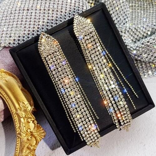 Popular 925 Silver Mosaic Zircon Tassels Earrings Trendy Fashion Charm Jewelry Accessories Gifts for Her Women