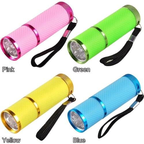 4 Colors 9 LEDs Flashlight Nail Dryer For Nail Gel Polish Handheld Mini UV Lamp Lights Portable Fast Drying Cure Manicure Tool