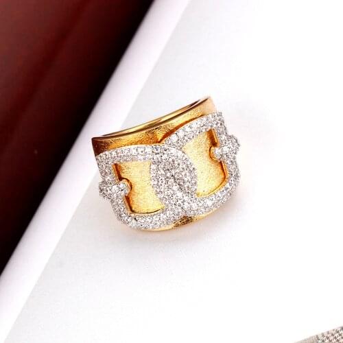 TIRIM Fashion D-shaped Cubic Zirconia Stackable Chic Rings for Women Jewelry Accessories Luxury Big Africa Retro Finger Rings