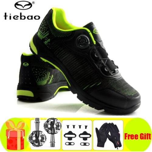 TIEBAO Leisure Cycling Shoes add pedal set sapatilha ciclismo mtb Mountain Bike Bicycle Self-locking Non-slip Bike Sneakers