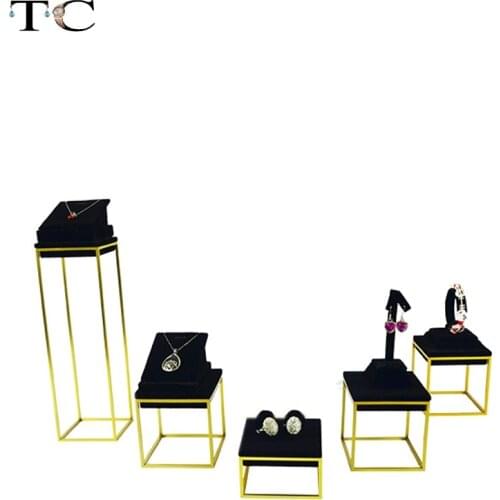 High Quality Earring display showcase Stainless Steel Black Velvet Jewelry Jewellery Display Rack stand holder