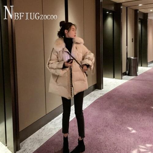 Soft Fur Collar Drawstring Women Parkas Beige Color Female Overcoat