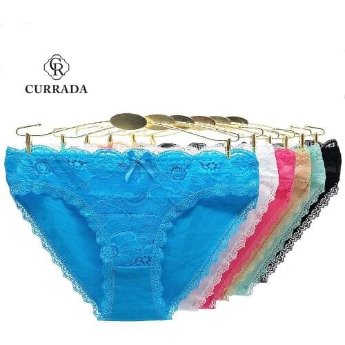 CURRADA 6pieces/lot sexy briefs transparent lace underwear women panties cotton low waiste intimates mujer lingerie femme panty
