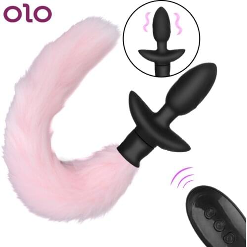 OLO 10 Frequency Remote Control Fox Tail Anal Plug Vibrator Butt Plug Adult Game Cosplay Sex Toys For Couples Anus Dilator
