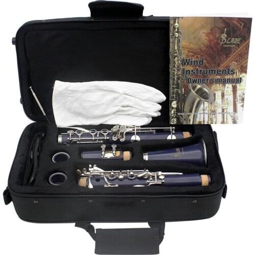 17-Key Clarinet Bb Flat Soprano Binocular Clarinet Cork Grease Cleaning Cloth Gloves 10 Reeds Screwdriver Reed Case