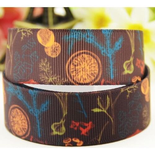 22mm 25mm 38mm 75mm leaf Cartoon pattern printed Grosgrain Ribbon party decoration 10 Yards X-04207