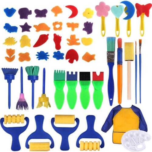 25/30/34/47PCS Children Painting Brush Set for Toddler Kids Early DIY Learning Toys Finger Paints sponges Art Supplies Gifts